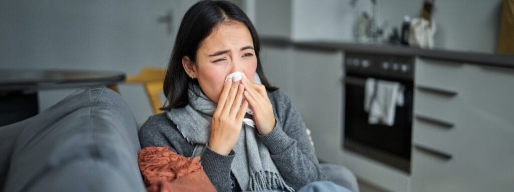 Clean, allergen-free living room with air purifier and minimal decor