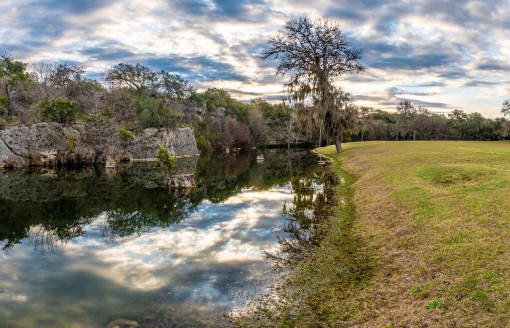 Winter landscape with standing water and outdoor allergens