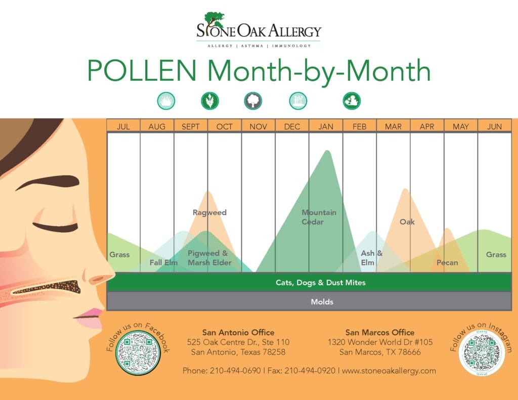 Texas pollen calendar for spring allergies
